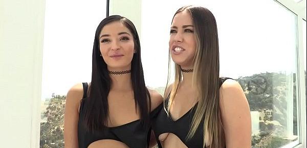  Get ready for a hot lesbian ANAL strapon sex with Latina babes Emily Willis and Alina Lopez.